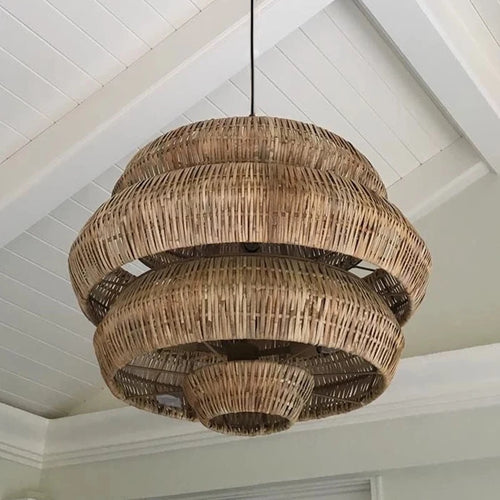 Lampes bohème créatives en rotin - vue 5 sur 14