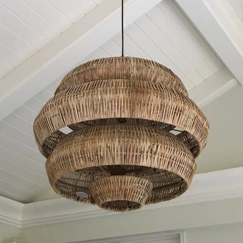 Lampes bohème créatives en rotin - vue 5 sur 14