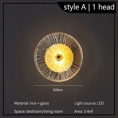 applique murale ronde moderne en cristal avec lumières led nordiques