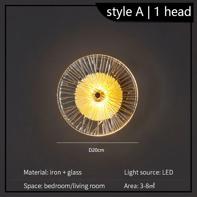 applique murale ronde moderne en cristal avec lumières led nordiques