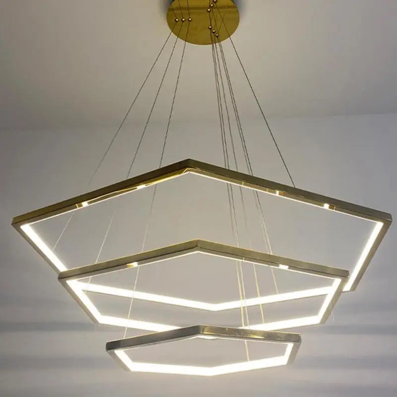 lustre hexagone led simple moderne luxe suspension - vue 5 sur 19