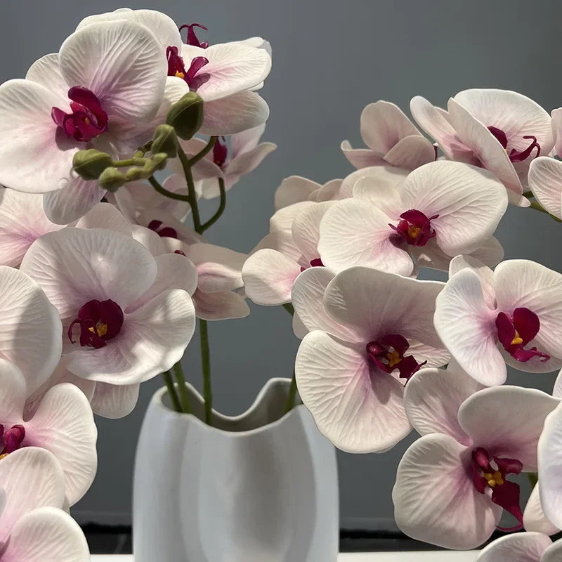 fleurs artificielles orchidée papillon en coton et silicone décoratives - vue 6 sur 12