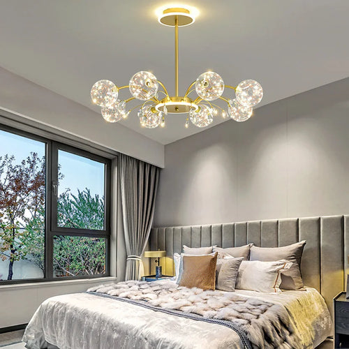 lustre sandyha luxe led en fer avec boules de verre - vue 3 sur 16