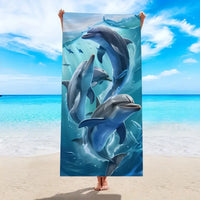 Serviette de plage motif animal séchage rapide microfibre