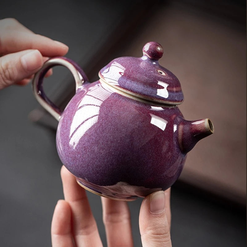 Théière artisanale ru kiln avec infuseur puer - vue 3 sur 7