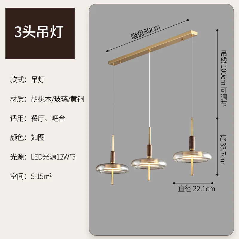 suspension en verre moderne avec éclairage led décoratif - vue 6 sur 7