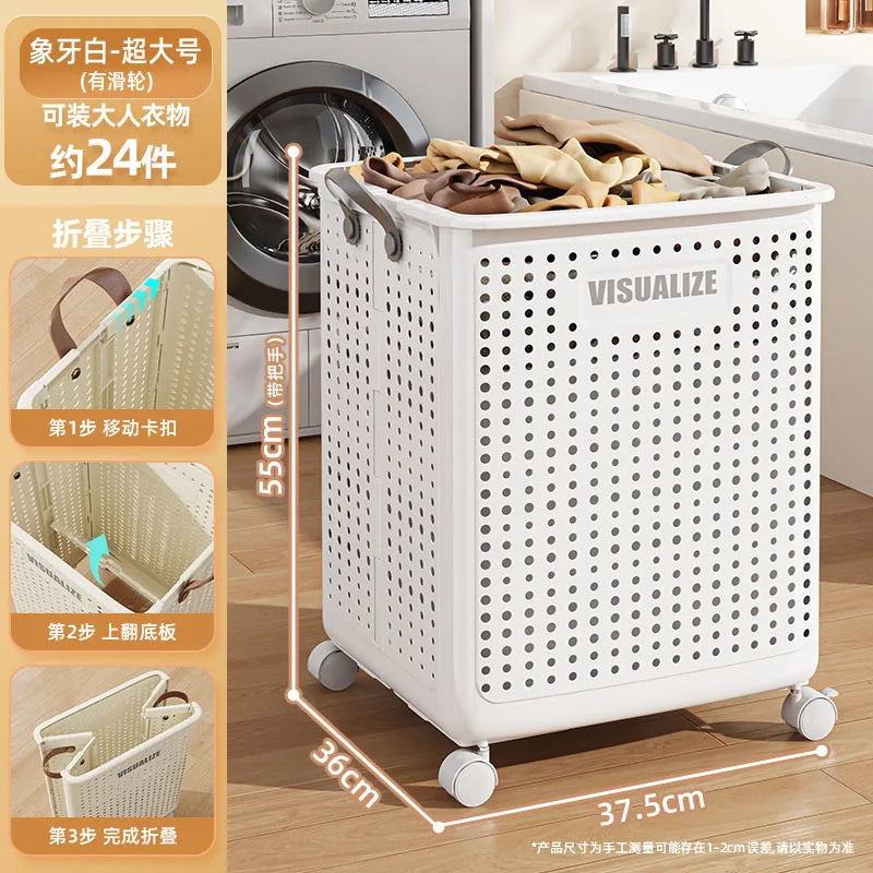panier de rangement pliable imitation rotin pour jouets et linge - vue 8 sur 12