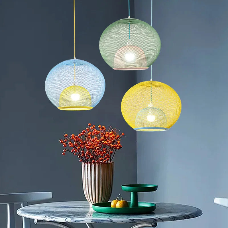 Metal Grid Pendant Lamp Nordic Designer Ceiling Chandelier Suspension Hanging Light Fixture with E27 Changeable Bulb - vue 1 sur 12