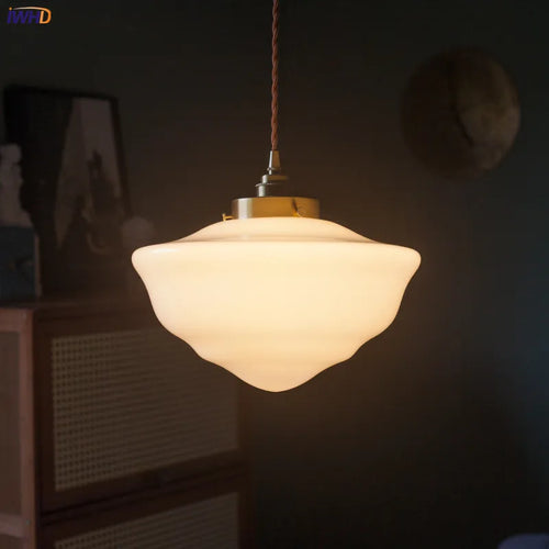suspension led en verre avec prise en cuivre nordique moderne - vue 3 sur 28
