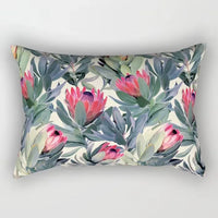 housse de coussin imprimée fleurs tropicales 30x50 cm décorative