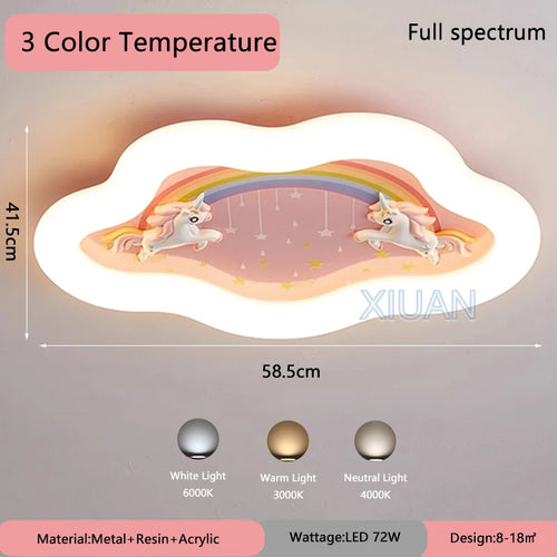 lustre nuage arc-en-ciel avec cheval pour chambre d'enfant - vue 11 sur 10