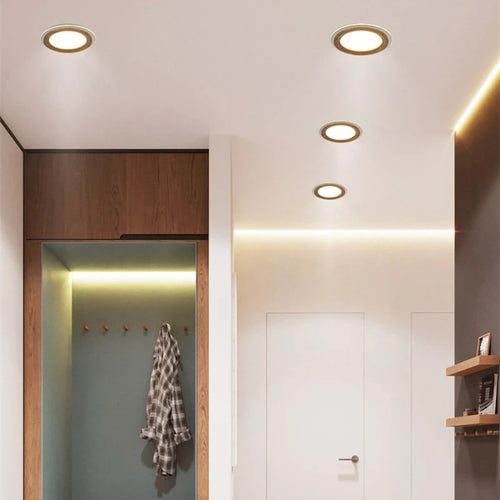 Plafonnier LED encastré Ultra-mince en Grain de bois - vue 3 sur 10