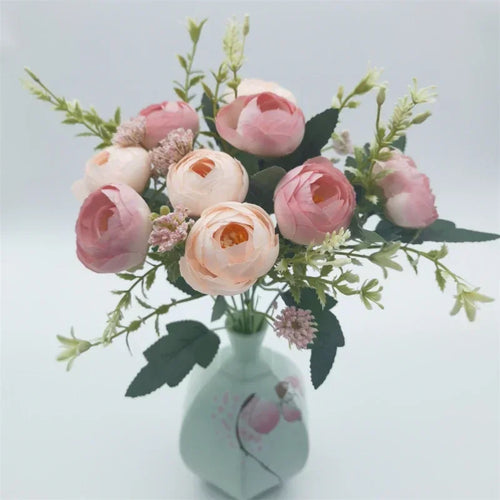 bouquet de roses en soie décoration de jardin fleurs artificielles - vue 5 sur 12