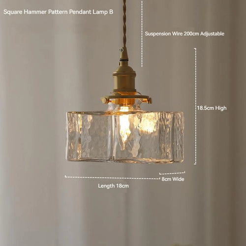 suspension de style japonais vintage en verre et laiton led - vue 4 sur 16