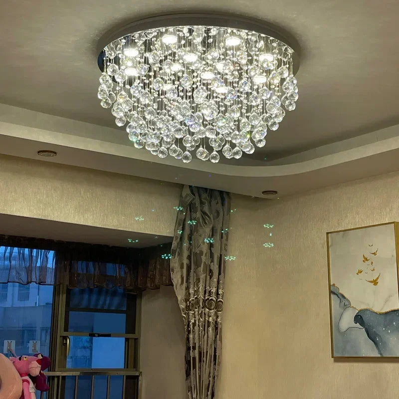 lustre à led avec boules de cristal pour intérieur moderne - vue 4 sur 12
