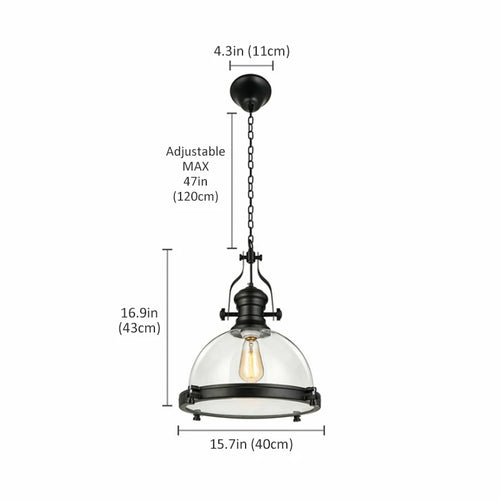 suspension rétro en fer avec abat-jour en verre décoratif - vue 8 sur 7