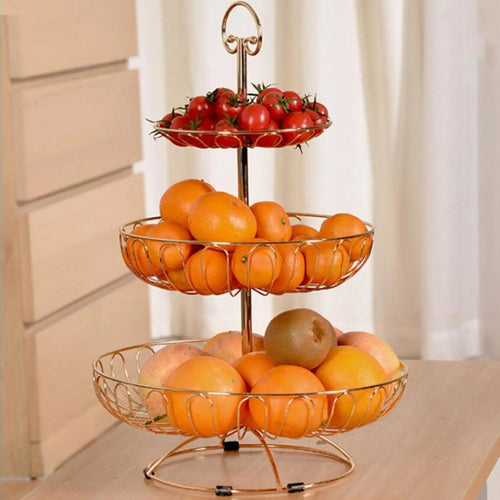 corbeille à fruits à trois niveaux en fil métallique - vue 10 sur 11