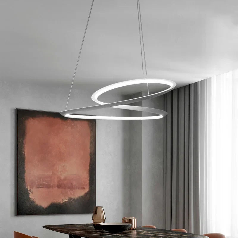 suspension moderne à led avec anneau doré pour décoration intérieure - vue 2 sur 12
