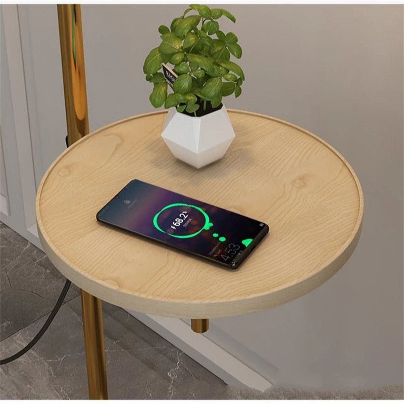 lampe de sol et table en bois avec chargement sans fil - vue 4 sur 8