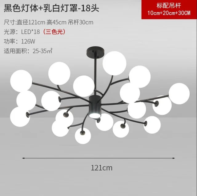 lustre nordique en verre led pour décoration de cuisine