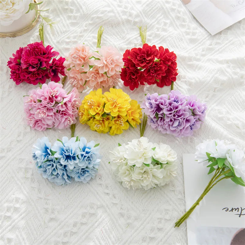 bouquet de mini fleurs d'hortensia artificielles pour décoration et bricolage - vue 3 sur 15