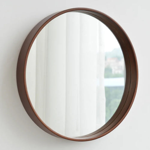miroir en bois coréen design nordique rond suspendu pour maquillage - vue 2 sur 6