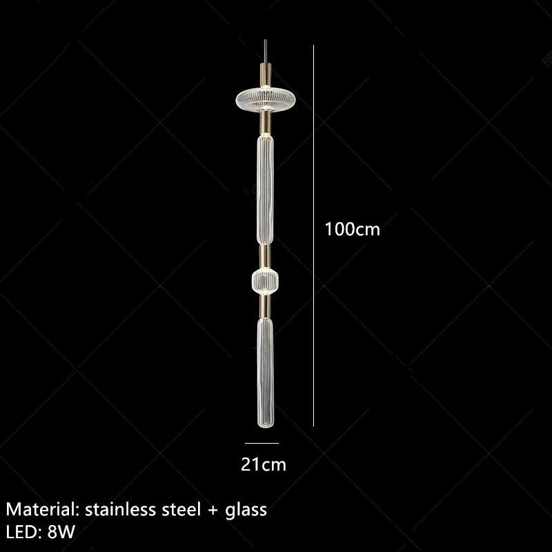 suspension tubes lumineux en verre transparent design nordique réglable - vue 14 sur 20