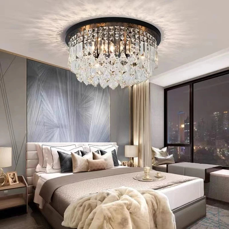 lustre dimmable led en cristal style américain de luxe - vue 3 sur 12