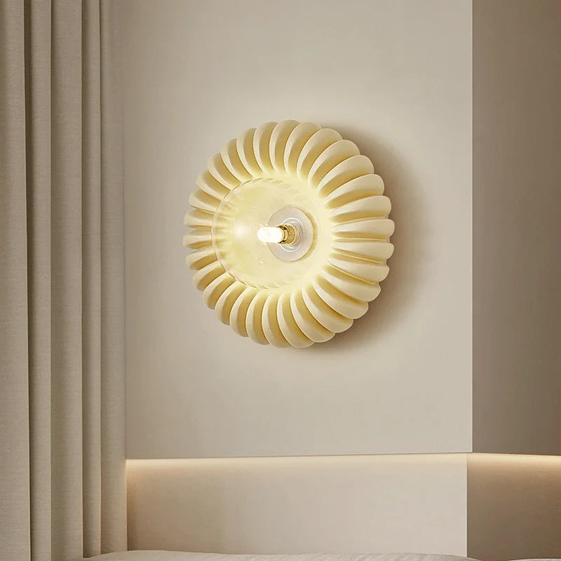 applique murale ronde rétro haut de gamme en verre blanc - vue 5 sur 8