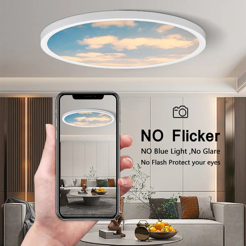 plafonnier led moderne avec panneau décoratif luminaire idéal - vue 5 sur 13