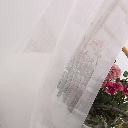 Voilage tulle motifs floraux géométriques style européen fenêtre - vue 3 sur 8
