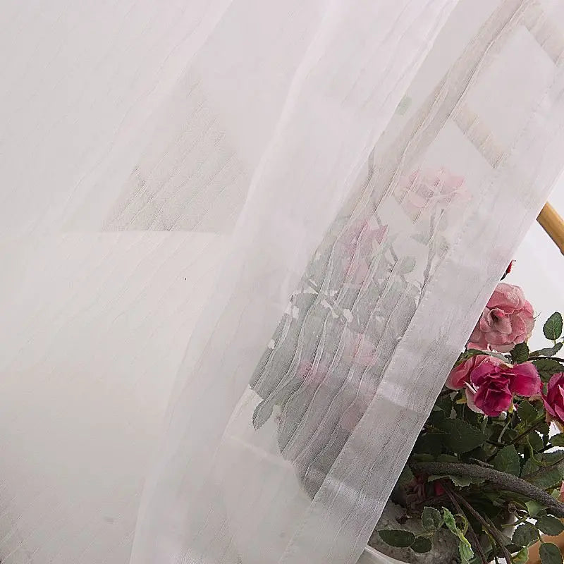 Voilage tulle motifs floraux géométriques style européen fenêtre