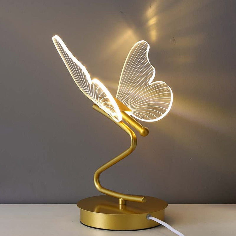 Lampe à poser design LED métallique ondulé Papillon - vue 2 sur 4
