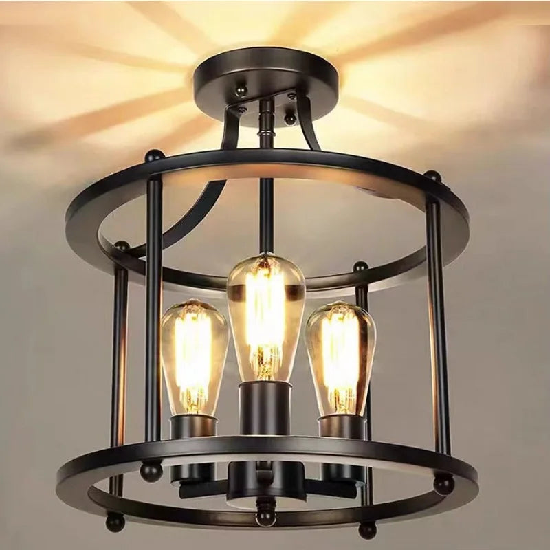 plafonnier led multi-têtes style industriel rétro américain décoratif - vue 2 sur 9