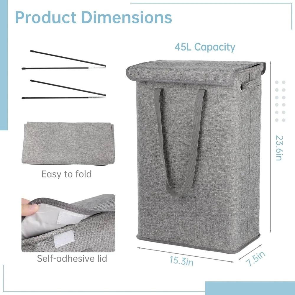 panier à linge pliable avec couvercle pour rangement pratique - vue 6 sur 9