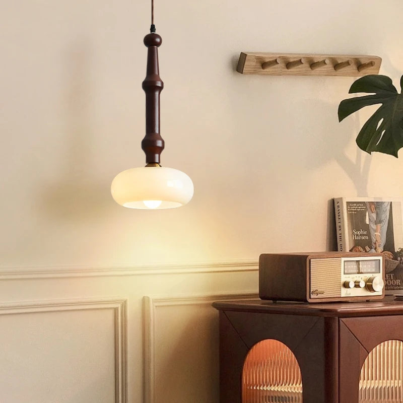 suspension en bois d'hévéa et verre pour intérieur moderne - vue 4 sur 10