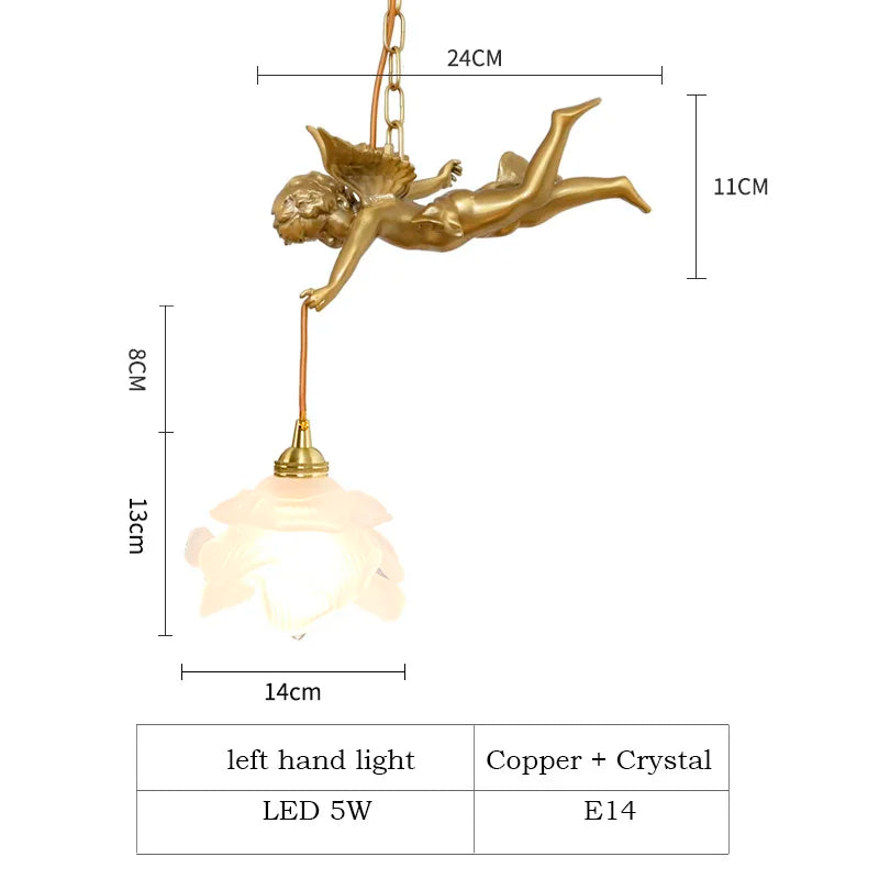lustre moderne led avec ange en cristal médiéval bronze - vue 11 sur 11