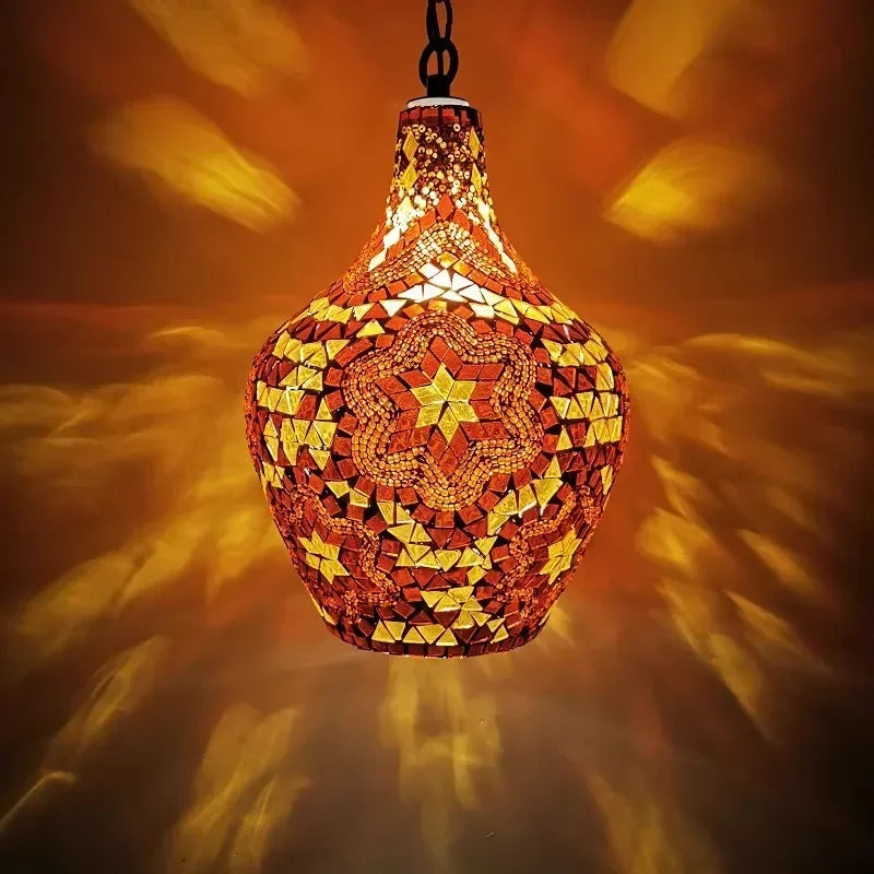 lustre en vase d'art bohème pour décoration intérieure artisanale - vue 9 sur 13