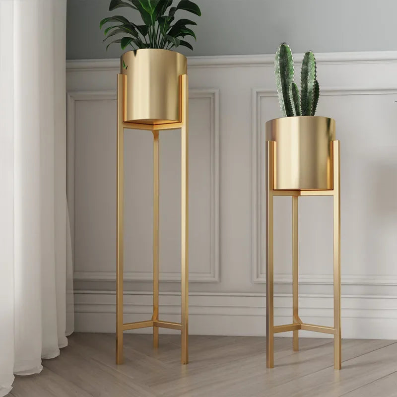support de fleurs doré en fer pour décoration intérieure - vue 4 sur 9
