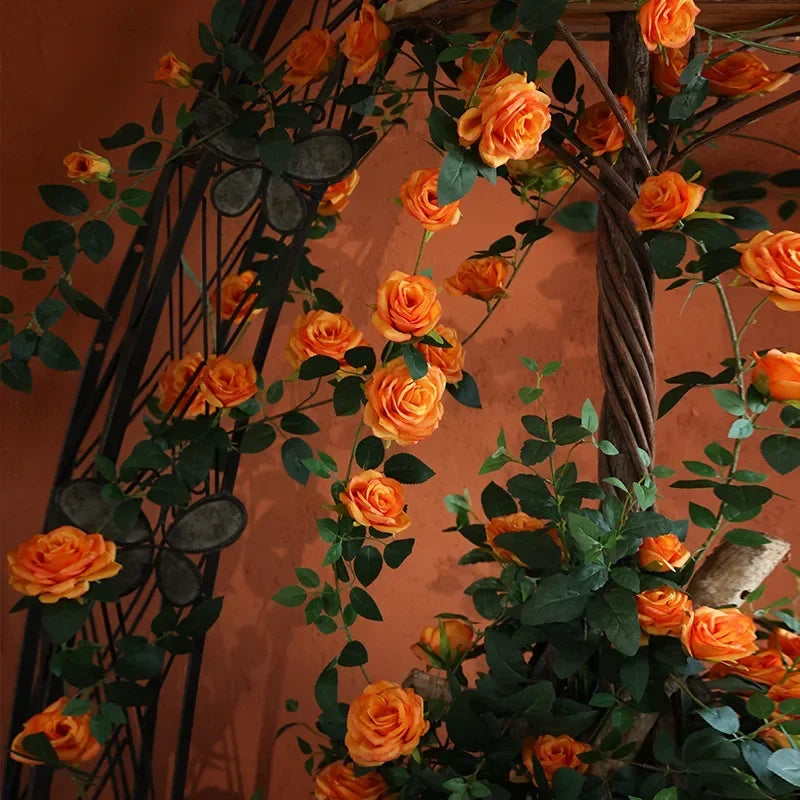 vignes de roses artificielles en soie pour décoration intérieure - vue 4 sur 12