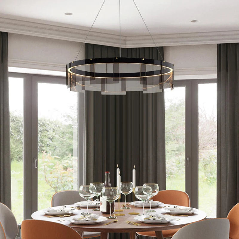 lustre moderne en verre à led pour décoration intérieure - vue 3 sur 9