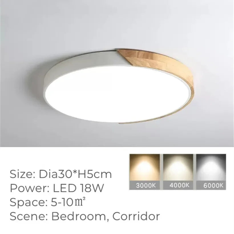 plafonnier chinois Ultra-mince rond en Grain de bois - vue 14 sur 16