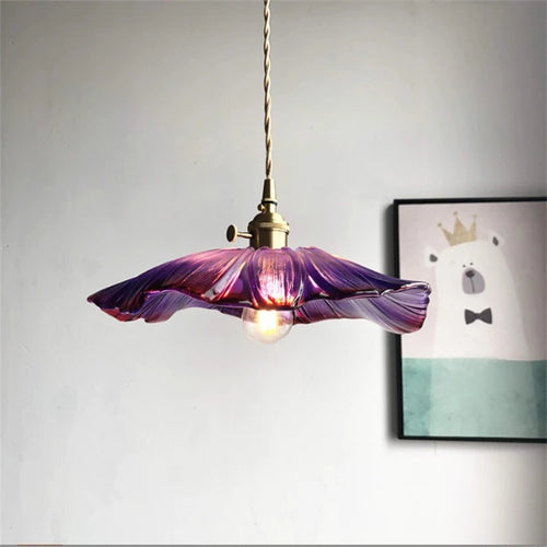 suspension rétro en laiton verre forme fleur décoration maison - vue 2 sur 11