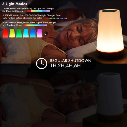 13 Color Changing Night Light RGB Remote Control Touch Dimmable Lamp Portable Table Bedside Lamps USB Rechargeable Night Lamp - vue 5 sur 7
