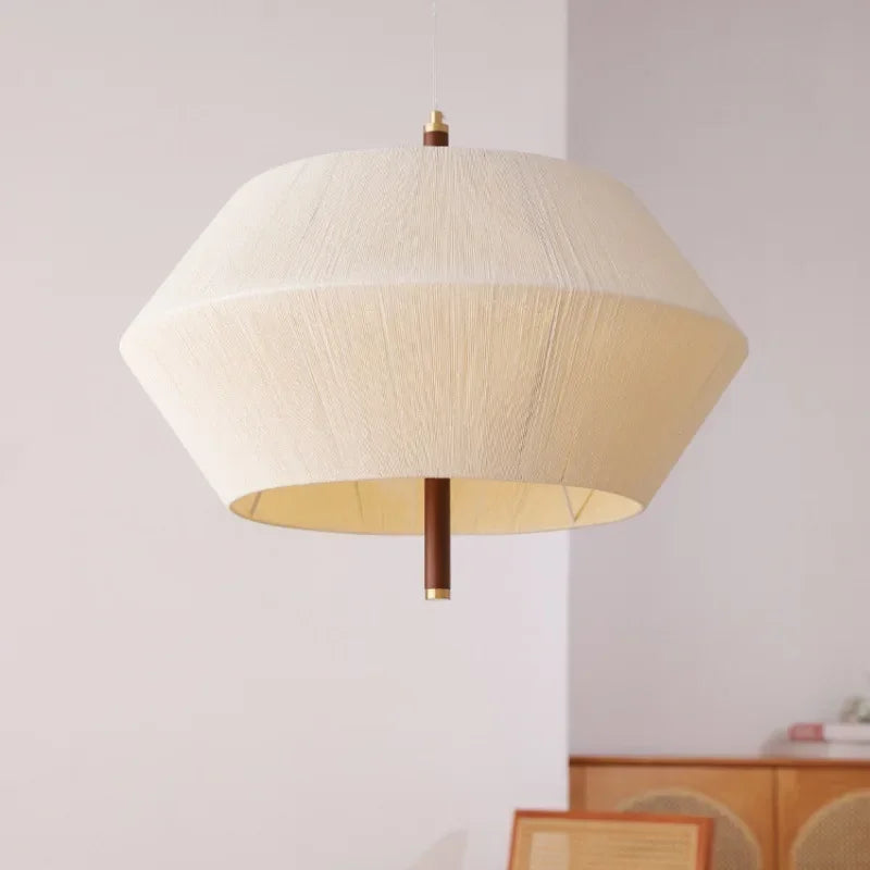 suspension décorative en tissu style japonais éclairage led élégant - vue 3 sur 9