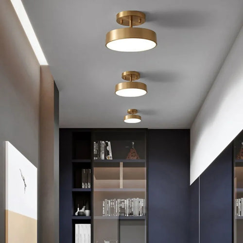 plafonnier cuivre led simple rond vestiaire - vue 5 sur 12