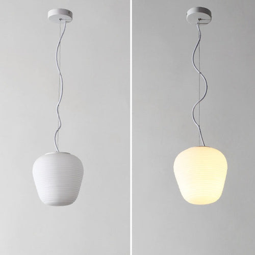 Suspension design LED en verre blanc laiteux Caligari - vue 8 sur 12