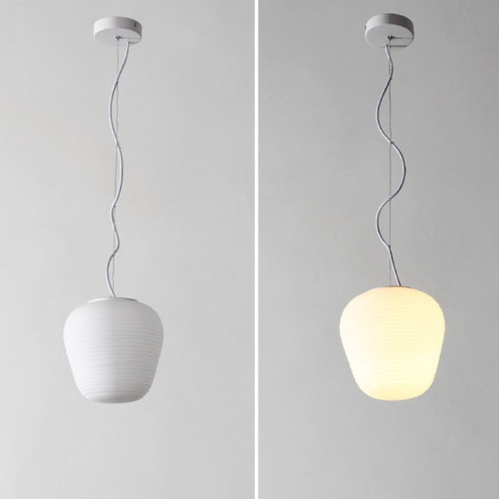 Suspension design LED en verre blanc laiteux Caligari - vue 7 sur 12