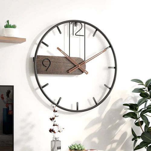horloge murale nordique ronde en métal pour décoration moderne - vue 2 sur 5