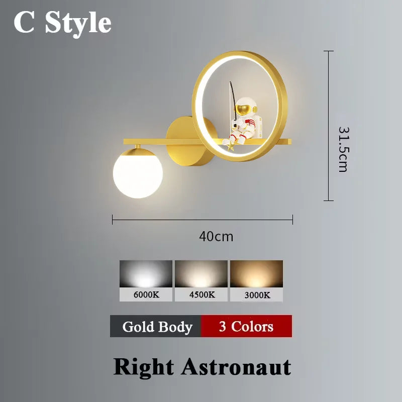 applique murale led créative lune astronaute décoration pour enfant - vue 15 sur 23